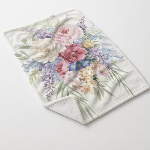 White Pink Purple Flower Fuzzy Throw Blanket Ultra Soft Sofa Blanket for Wife Girls Blankets New Apartment Gifts House Essentials for Bedroom Living Rooms Couch Sofa Bed 40X50 Inch - size: 40 × 50 inch