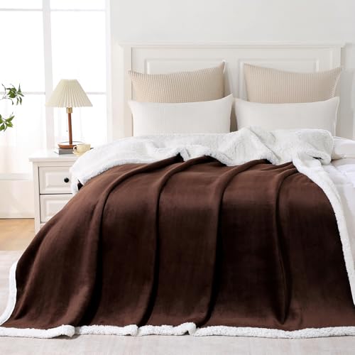 Gracelife Sherpa Fleece Throw Blanket for Couch, Super Soft Cozy Warm Thick Solid Blanket for Bed, Plush Fluffy Blanket for Winter, for Men Women, Dark Coffee, Twin (60" x 80") - color: Dark Coffee, size: Twin (60" x 80")