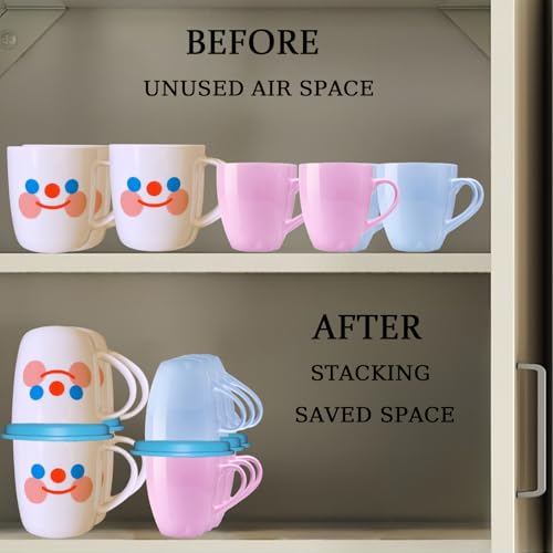 Coffee Mug Organizers and Storage (6Pack), Adjustable Mug Organizer for Kitchen Cabinet Shelf, Cup Stacker Holder for Tea Cup, Coffee mug, Glassware, Save Space for Cupboard - color: Blue