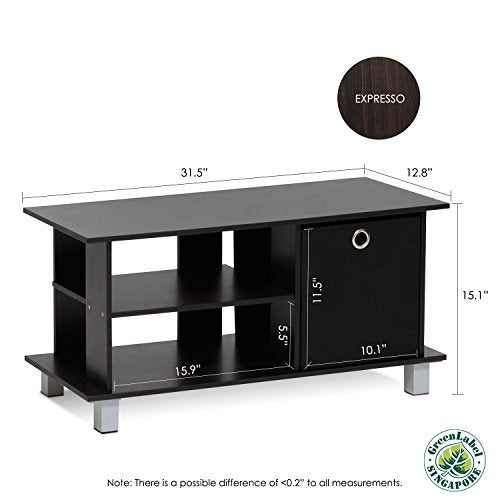 3-Tier Entertainment Center, Open Shelf TV Console for TV up to 33 Inch with Bin Drawers, TV Stand, for Living Room, Bedroom, Espresso - color: Espresso, size: Fit TV up to 46 in