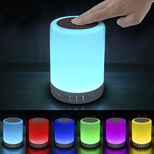 Night Light with Bluetooth Speaker, Touch Lamp Rechargeable Relaxing Cool | Elecstars Small Lamp, Aux Line-in and TF Card Supported, Portable Color Changing, Birthday Holiday Gift for Kids Teens Women.