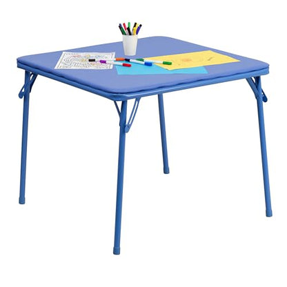 Flash Furniture Mindy Kids Folding Table, Blue | Vinyl Padded Top, Powder Coated Locking Legs, Daycare - color: Blue, size: Table