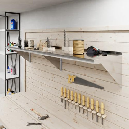 AmGood 18 in. x 72 in. Stainless Steel Wall Shelf | NSF | Metal Shelving | Garage, Laundry, Storage, Utility Room | Restaurant, Commercial Kitchen - size: 18 in. x 72 in.