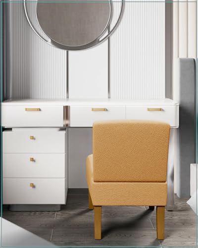 VIRRMO Armless Accent Chairs Set of 2 for Living Room, Modern Slipper Chair Living Room Chairs with Solid Wood Legs,Makeup Vanity Chair Fabric Comfy Upholstered Arm Chairs Accent Chairs,Yellow - color: Yellow