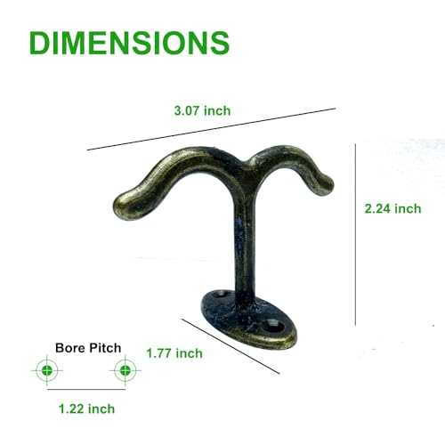10 Pcs Zinc Alloy Ceiling Double Hook Cabinet Wardrobe Coat Towel Hat Hook Hooks Under Cabinet Shelf (Antique Bronze) - color: Antique Bronze