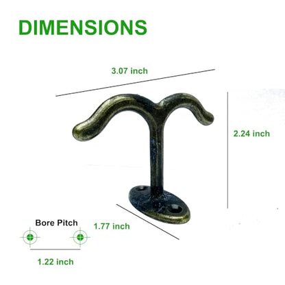 10 Pcs Zinc Alloy Ceiling Double Hook Cabinet Wardrobe Coat Towel Hat Hook Hooks Under Cabinet Shelf (Antique Bronze) - color: Antique Bronze