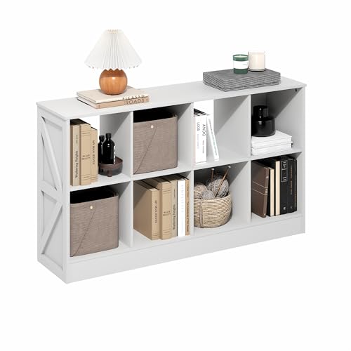 Furinno Jensen Book Shelf, 8-Cube Farmhouse Bookshelf, Display Bookcase, 11.8 x 47.6 x 26.8, for Living Room, Bedroom, Home Office, White - color: White, size: 8-Cube Farmhouse