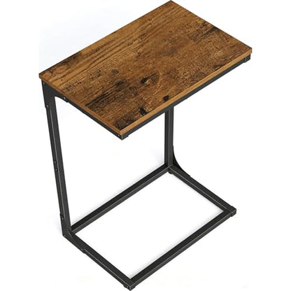 Simple Trending C Shaped End Table, Small Side Table, TV Trays for Couch, Sofa Table for Living Room, Bedside, Rustic Brown - size: Wide Table Top Single Set
