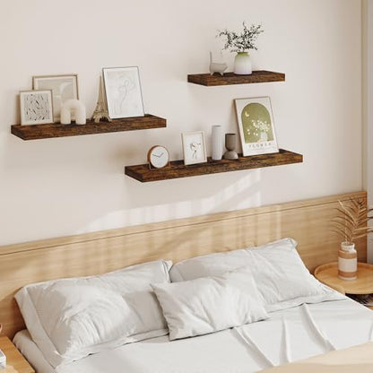 Vivelove Floating Shelves 9 inch Deep 32”Long Set of 2, Rustic Brown | Easy Install With Hardware, 1.5" Thick, Invisible Brackets, Wall Mounted, No Sagging, For Any Room - color: Rustic Brown, size: 32”wx9.3”dx1.5”h