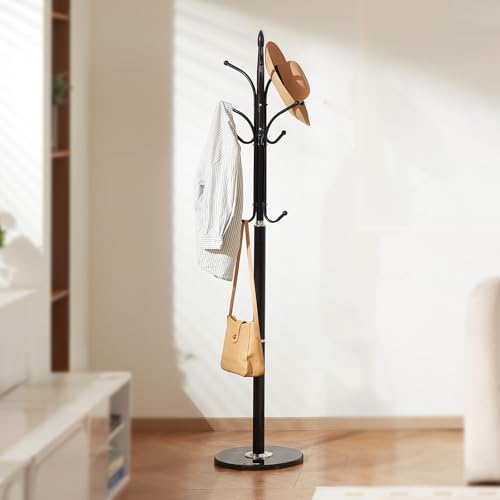 VEVOR Coat Rack Freestanding, Coats Tree Stand with Stable Marble Base & 6 Hooks, Free Standing Hall Coat Rack for Entryway, Bedroom, Office, Living Room, Modern Clothes Hanger for Coats, Hats, Bags - style: Hook
