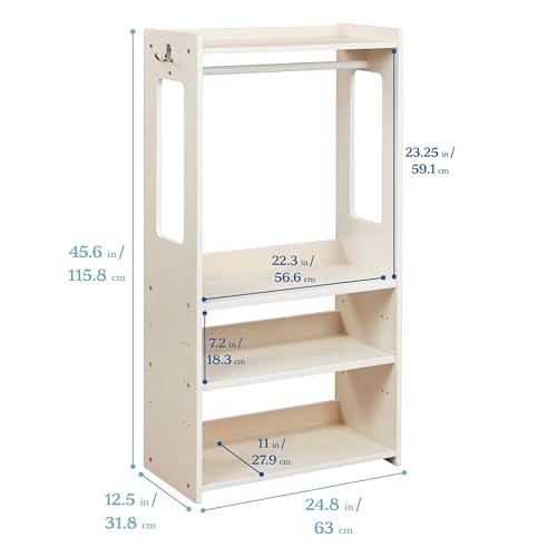 ECR4Kids TrendiTot Clothing Rack, Kids Wardrobe, White Wash - color: White Wash