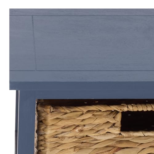 SAFAVIEH Furniture - Vedette 5-Basket Storage Tower - Blue - Solid Wood - Coastal Basket Tower Design - Ideal for Entryway, Living Room, 17.5" W x 13.5" D x 46" H - Fully Assembled (AMH5739H) - color: Blue