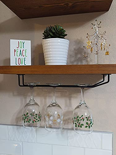 14-Inch Black Wine Glass Rack, Under Cabinet Wine Glass Holder Stainless Steel Stemware Rack - Hanging Stemware Holder for Cabinet Kitchen Bar, Set of 4 - color: Black, size: 14 Inch 4 Pack