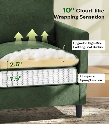 Welzona 3-Layers Cloud Accent Chair with Ottoman, 33" Teddy Reading Chair | Comfy Teddy Fabric, Washable Covers, Tool-Free Setup, All-wood Arm Chair and Ottoman Sets for Living Room, Bedroom, Green - color: Green, size: cloud chair & ottoman