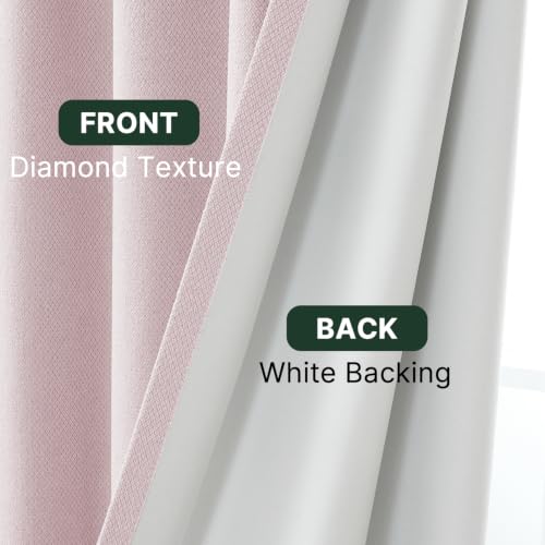 H.VERSAILTEX Pinch Pleated Full Blackout Curtains Diamond Textured Room Darkening Window Curtains 102 inch for Living Room Bedroom Black Out Pinch Pleat Drapes with Hooks 2 Panel, Light Pink - color: Light Pink, size: 40"W x 102"L (Pack of 2)