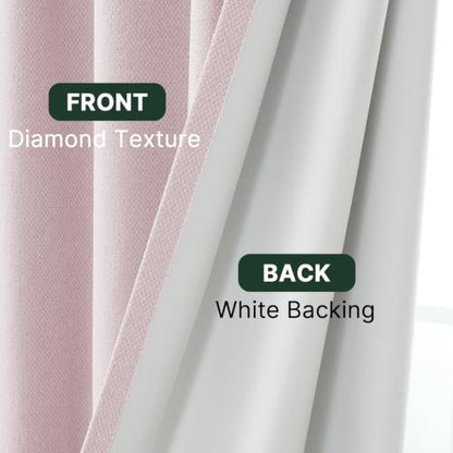 H.VERSAILTEX Pinch Pleated Full Blackout Curtains Diamond Textured Room Darkening Window Curtains 102 inch for Living Room Bedroom Black Out Pinch Pleat Drapes with Hooks 2 Panel, Light Pink - color: Light Pink, size: 40"W x 102"L (Pack of 2)