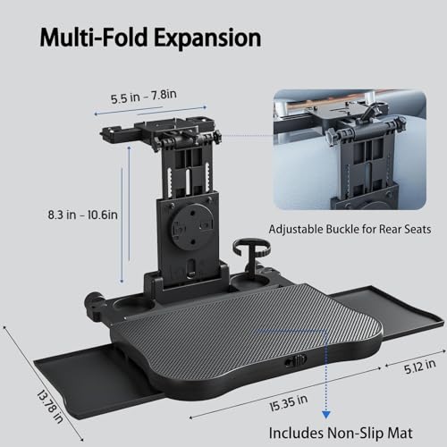 Large Foldable Backseat Tray Table, Car Laptop Desk with Cup Holder, Back Headrest Passenger Food Tray, Phone Tablet Holder, Multifunctional Travel Desk, Car Essentials for Kids & Long Road Trips - size: Backseat Tray
