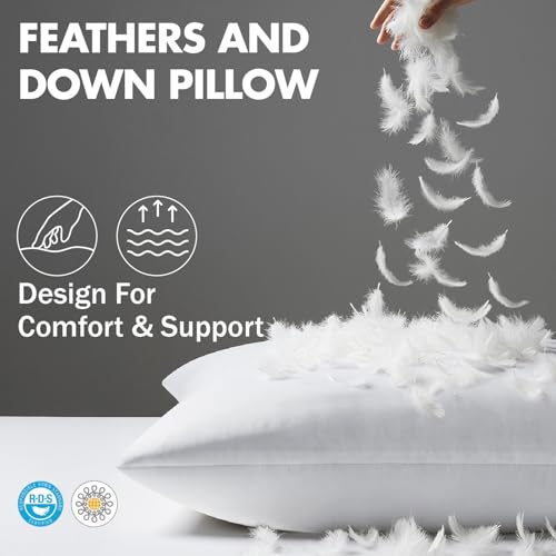 MIULEE 12x16 Inch Down Feather Pillow Insert with Cotton Fabric | Fluffy and Comfy Throw Pillow for Bed Couch and Sofa - size: 12x16 Inch