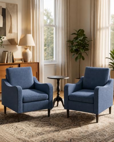 Accent Arm Chair – Navy Blue, Upholstered Scooped Comfy Reading Chair for Living Room, Bedroom, Apartment, Waiting Room - color: Navy Blue, size: 33.1"x29.53"x29.92"(1pcs)