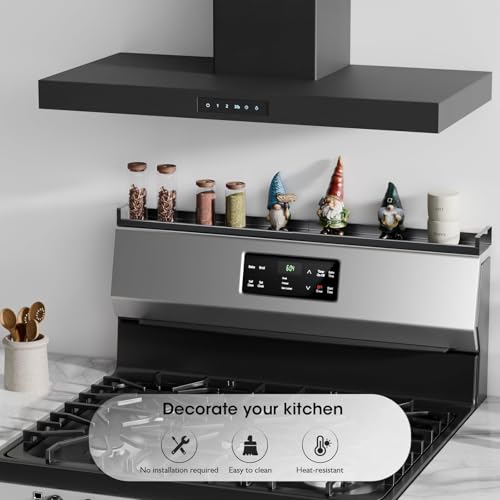 Bumusty 30" Adjustable Magnetic Stove Top Shelf, Matte Black | Expandable Spice Rack with Strong Magnetic Hold for Seasoning Storage and Kitchen Counter Organization - size: Magnetic
