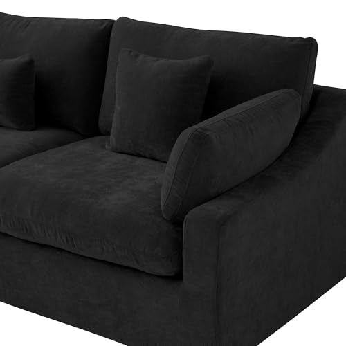 Cloud Couch Modular Sectional Sofa,82.68" Oversized LoveSofa, Down Filled Convertible Wide Seater for Living Room Set, Covers Washable&Replaceable,Black - color: Black, size: 2 Seater