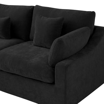 Cloud Couch Modular Sectional Sofa,82.68" Oversized LoveSofa, Down Filled Convertible Wide Seater for Living Room Set, Covers Washable&Replaceable,Black - color: Black, size: 2 Seater