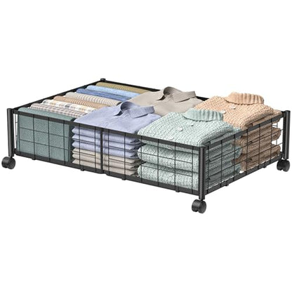 Hleelomi Under Bed Storage with Wheels, 360° Rotating, No-Assembly Underbed Storage Containers, 1 PACK - size: 1 Pack without Cover