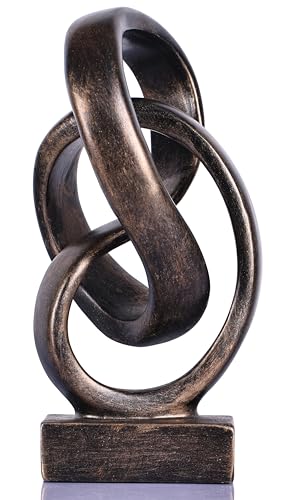 Modern Abstract Knot Sculpture, Artistic Mobius Inspired Resin Decor, Elegant Home and Office Decor, Perfect for Shelves, Desktops, and Mantles, Ideal Gift for Birthdays, Housewarmings (Bronze) - color: Bronze