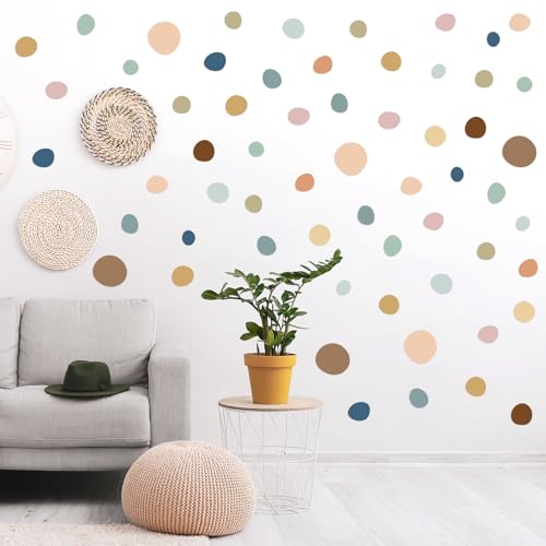 TaoBary 15 Sheet 300 Pcs Irregular Polka Dot Boho Wall Decals,Boho Color | Removable Modern Vinyl Boho Wall Stickers Terrazzo Pattern for Playroom Bedroom - color: Boho Color