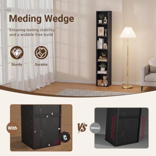 6 Cube Black Book Shelf, Tall Bookcase for Bedroom Home Office Living Room - color: Black, size: 6 Cube