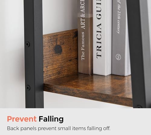 VASAGLE Bookshelf, 5-Tier Narrow Book Shelf, 11.8 x 13.3 x 66.9 Inches, Ladder Shelf for Home Office, Living Room, Bedroom, Kitchen, Rustic Brown and Ink Black ULLS109B01 - color: Rustic Brown + Ink Black, size: 5 Tiers (13.3"W), style: With back panels