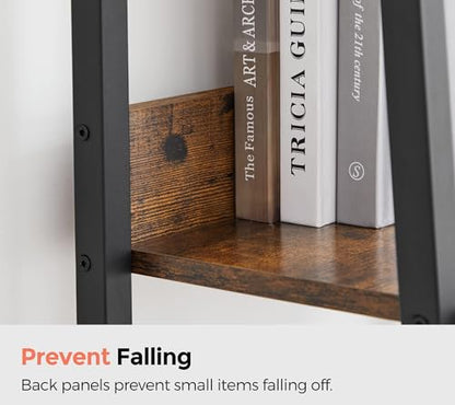 VASAGLE Bookshelf, 5-Tier Narrow Book Shelf, 11.8 x 13.3 x 66.9 Inches, Ladder Shelf for Home Office, Living Room, Bedroom, Kitchen, Rustic Brown and Ink Black ULLS109B01 - color: Rustic Brown + Ink Black, size: 5 Tiers (13.3"W), style: With back panels