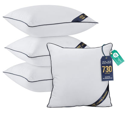Utopia Bedding 22x22 Throw Pillow Inserts, Decorative Pillows, Pack of 4 | Piping Throw Pillows, Plush & Supportive, Aesthetic Cushion Sham Stuffer for Sofa, Office, Couch & Bed, Set of 4, White - size: 22x22 Inch