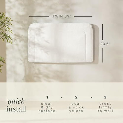Hearth & Harbor Wall Mounted Queen Headboard Only, Bed Headboard Queen Size | Easy Assemble, Floating Peel & Stick, Upholstered Boucle, 3D Stitched Wall Panels, 5 Strips of 3M Tape Included, Off White - color: 01-off White, size: Queen