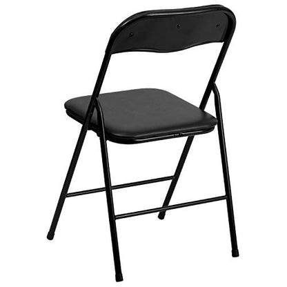 EMMA + OLIVER Black Square Folding Card Table and Chairs Set for 4 Players | Lightweight, Easy Storage, Padded Top - color: Black