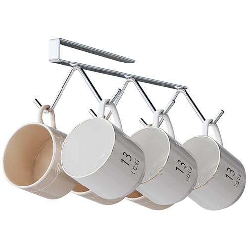 Stainless Steel Cabinet Hook Mug Holder Hanging Coffee Cup Rack for Kitchen Under Cabinets Hangers Organizer Utensil (Large) - size: Large