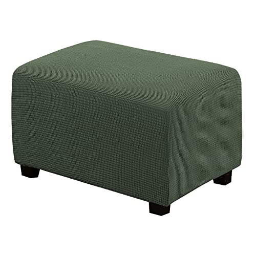 H.VERSAILTEX Ottoman Cover Slipcover Rectangle Fit Length 29'-34' Footrest Sofa Slipcovers Stool Cover Footstool Protector Covers Feature Stretch Thick Soft Jacquard Fabric Washable - Bronze Green - color: Bronze Green, size: Rectangle-Large