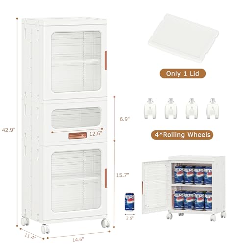 VECELO 3-Tier Narrow Bathroom Storage Cabinet with Drawer, Movable Wheels, Adjustable Shelves, Anti-Tip, Slim, for Small Space, Kitchen, Laundry, White - size: 1 Drawer