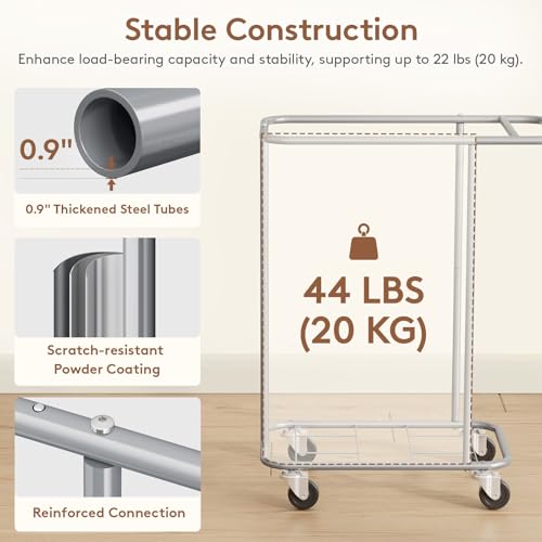 Lifewit 150L Rolling Laundry Basket with Steel Frame, Removable Bag, Silver Gray - color: Silver Gray, size: 150L
