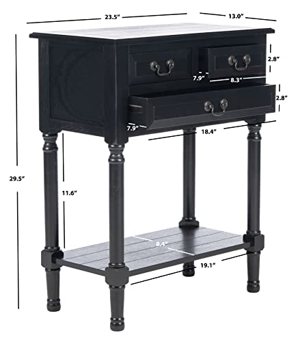 SAFAVIEH Furniture - Primrose 3-Drawer Console Table - Black - Solid Wood - Farmhouse Classic Design - Ideal for Entryway, Living Room, Hallway, 23.5" W x 13" D x 29.5" H (CNS5707B) - color: Black