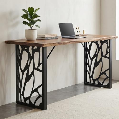 Table Legs 36 inch, Metal Counter Height Table Legs, Heavy Duty High Tall Base, Industrial Modern Furniture Legs Set of 2 with Laser Engraving Design (A)