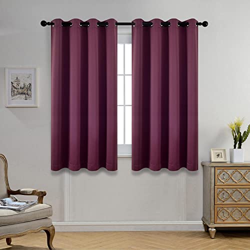 Room Darkening Grommet Blackout Curtains for Livingroom Curtains Panels Set of 2 52x63 Inch Aubergine, Bonus 2 Tie Backs Included - color: Aubergine, size: 52"W x 63"L (Pack of 2)