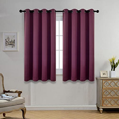 Room Darkening Grommet Blackout Curtains for Livingroom Curtains Panels Set of 2 52x63 Inch Aubergine, Bonus 2 Tie Backs Included - color: Aubergine, size: 52"W x 63"L (Pack of 2)
