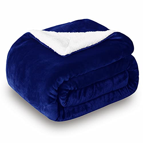 Sherpa Fleece Throw Blanket, Blue, 50x60 inches | Double-Sided Super Soft Luxurious Plush Blanket Throw Size - color: Blue, size: 50"×60"