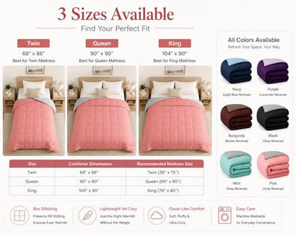 EVOLIVE Microfiber ReversibleComforter Full/Queen (Navy/Light Blue) | Soft brushed microfiber with down-alternative fill offers medium-weight warmth, box stitching, and easy machine care - color: Navy/Light Blue, size: Full/Queen