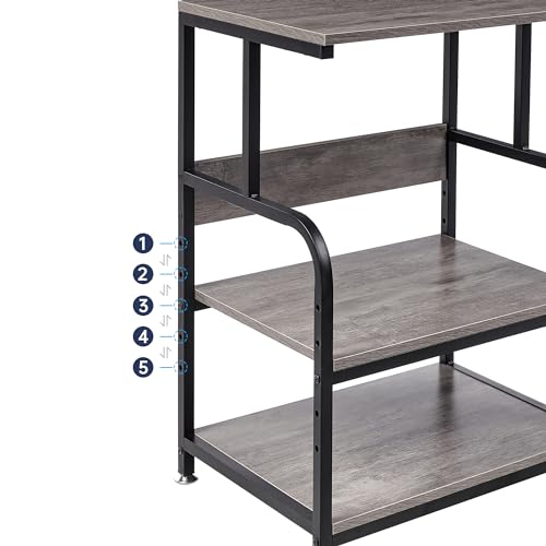 Fannova 3 Tier Gray Printer Stand with Height Adjustable Storage Shelf | 21.7"x15.7"x31.6" Printer Table for Home Office Small Spaces Organization, Rolling Printer Cart with Wheels - color: Grey