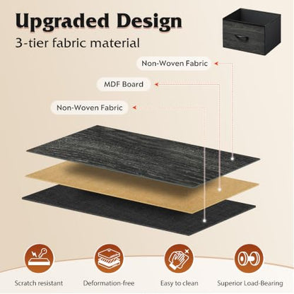 WLIVE Night Stand, Small Dresser with 2 Drawers & Wooden Top, Nightstand with Fabric Bins, Bedside Table End Table for Bedroom, Closet, Entryway, College Dorm, Charcoal Black | Nightstand with Fabric Bins, Bedside Table End Table for Bedroom, Kids Room -