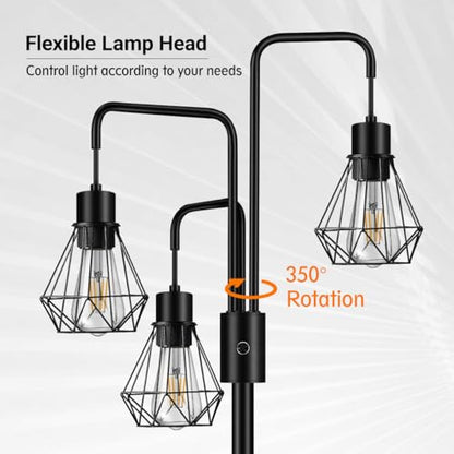 Industrial Floor Lamp,Metal Diamond Lampshade,Modern Stand Up Lamp with 3 Light, Bulbs Not Included,Simple Design Floor Lamp for Bedroom, Living Room, Office, Kids Room, Reading - color: Diamond