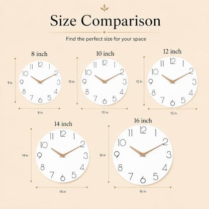 cicininc 10 Inch Battery Operated Wall Clock, Silent Analog, White | Living Room | Kitchen | Office | Bathroom | Modern Style | Easy-to-read Numbers - color: B_white, size: 10"
