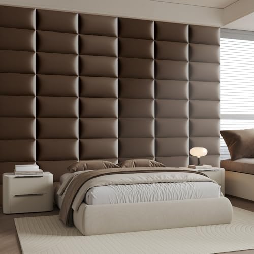 Upholstered Headboard - Bed Backboard, Dark Brown Faux Leather Panels, 24 x 12 Inches Each, 9-Piece Set, Modern Headboard Queen Design, Easy to Assemble, Perfect for Queen Beds - color: Brown